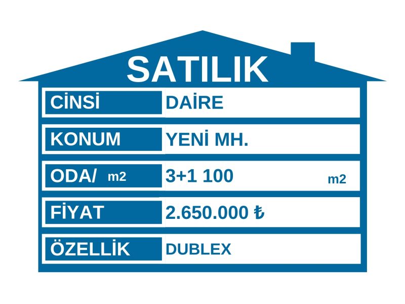 SATILIK 3+1 dubleks